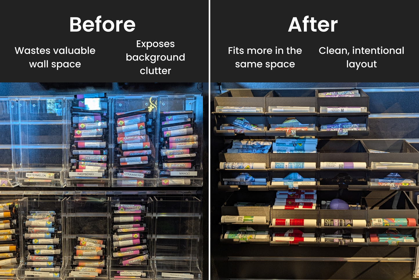 Slatwall Tube Display – Holds 25 Tubes